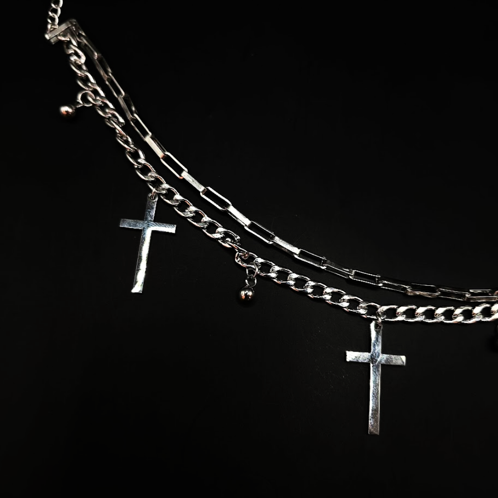 Pulso Doble Con Cruces - Acero Inoxidable