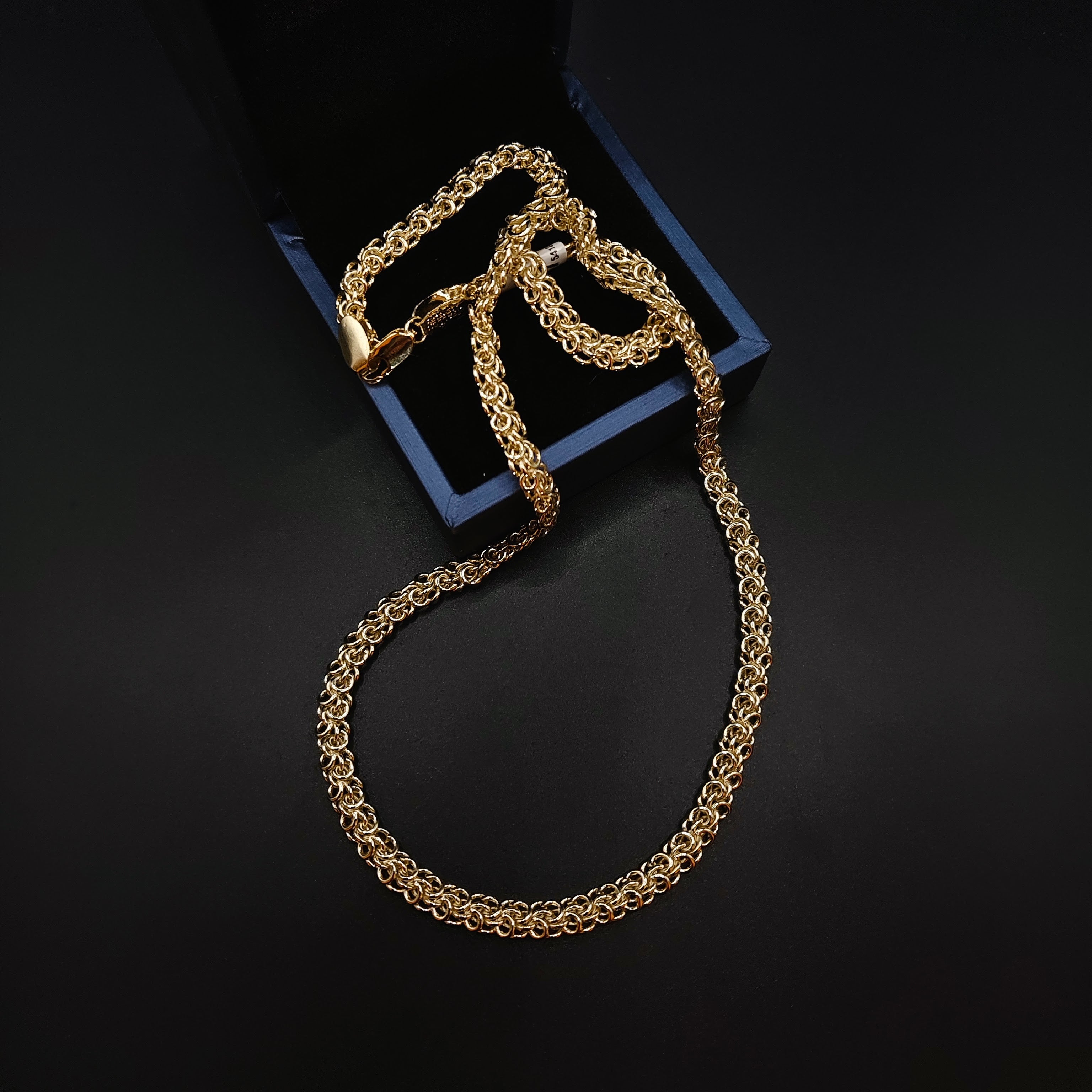 Cadena Tejido Anillos - Oro Laminado