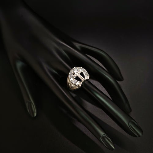 Anillo Cruz con Gemas - Plata