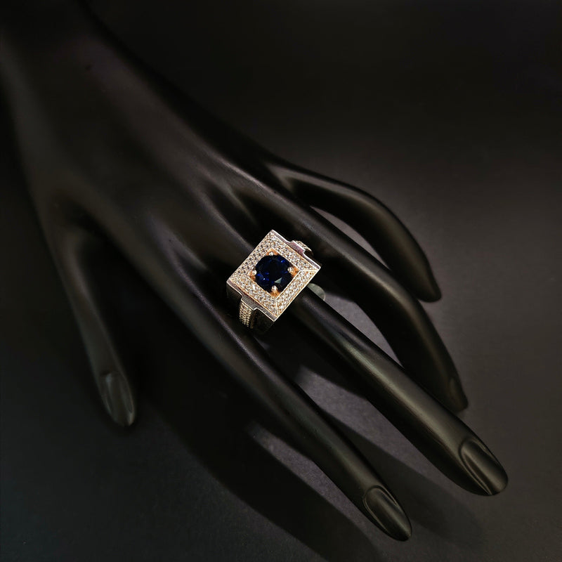Anillo Perla Azul - Plata